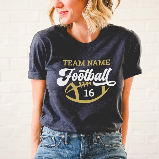 Name und Nummer des Navy Blue-Football-Spielers Tri-Blend Shirt (Von Creator hochgeladen)