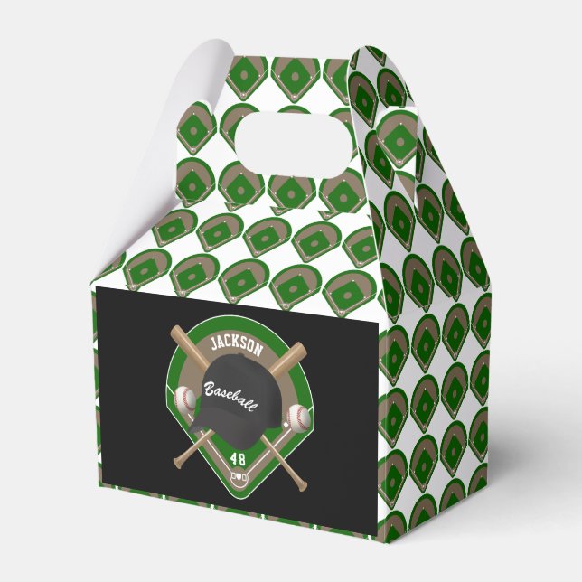 Name und Nummer des schwarzen Baseball Diamond-Pla Geschenkschachtel (Vorderseite)