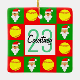 Name und Nummer des Softball-Players Keramikornament