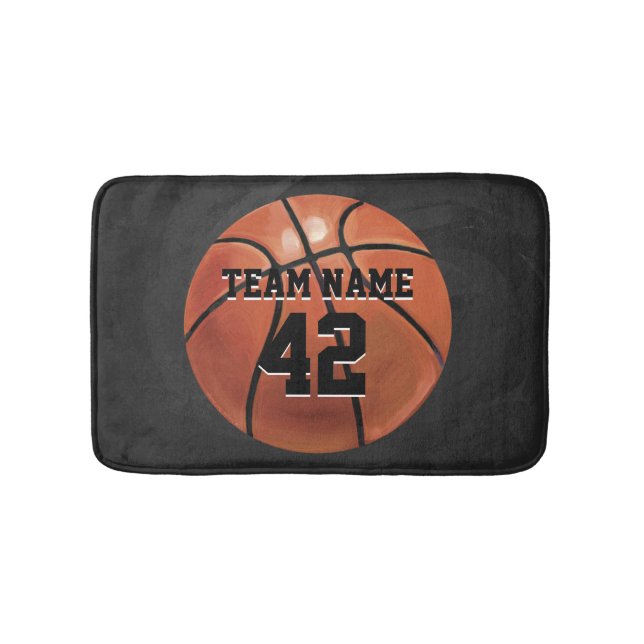 Name und Nummer des Teams Basketball Badematte (Vorderseite)