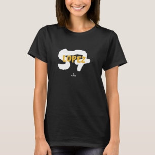 Name und Nummer Jacob Lopez Oakland Baseball MLBPA T-Shirt