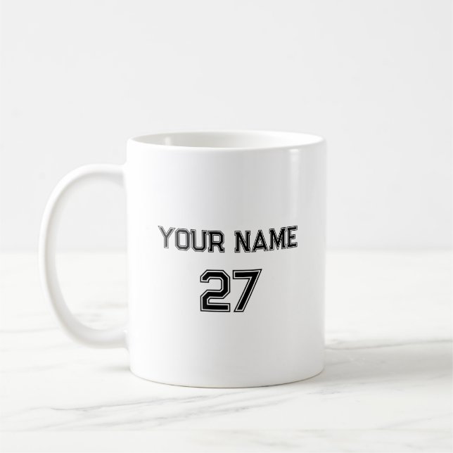 Name und Nummer Personalisiert Kaffeetasse (Links)