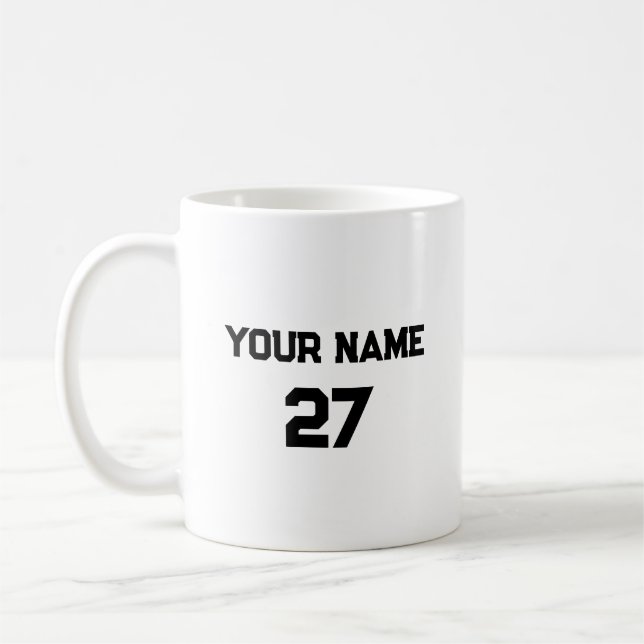 Name und Nummer Personalisiert Kaffeetasse (Links)
