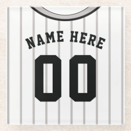 Name und Nummer Untersetzer Grau Pinstripe Basebal