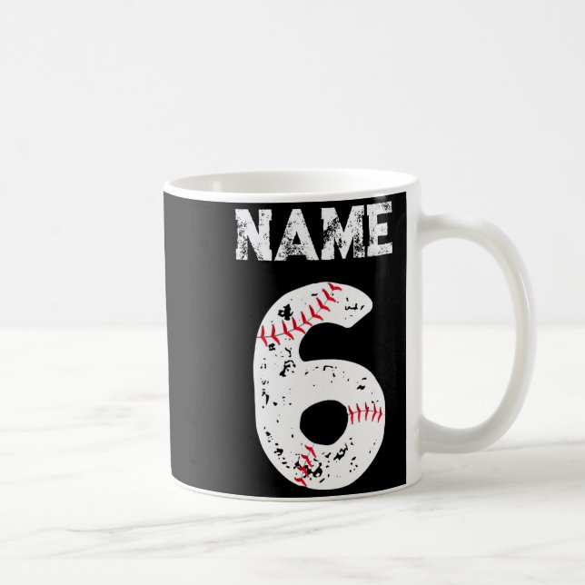 Name und nummeriertes 6 Baseball Baseball Team T-S Kaffeetasse (Rechts)