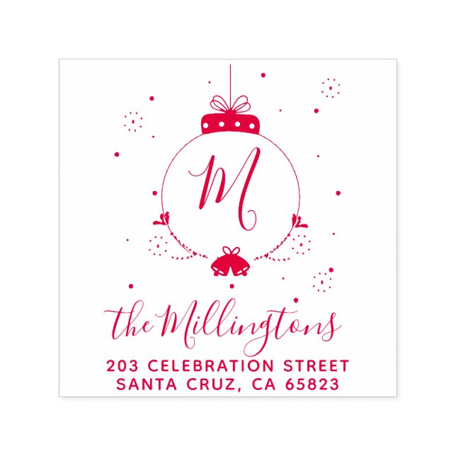 Name und Rücksendeadresse der Christmas Bauble Permastempel (Design)