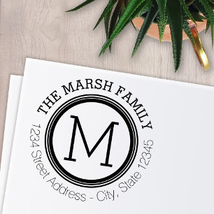 Name und Rücksendeadresse der Einfache Ring-Monogr Permastempel