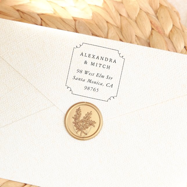 Name und Rücksendeadresse der handgezeichneten Rah Permastempel (Rubber Stamp Mock-up)