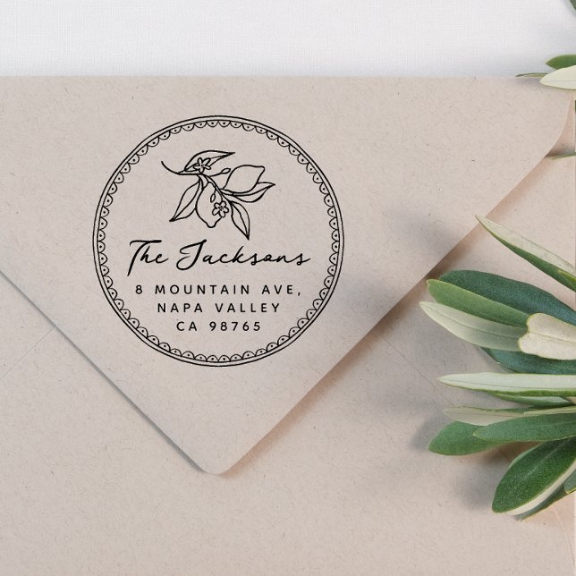Name und Rücksendeadresse der handgezogenen Zitron Permastempel (Return Address Stamp Mock-up)
