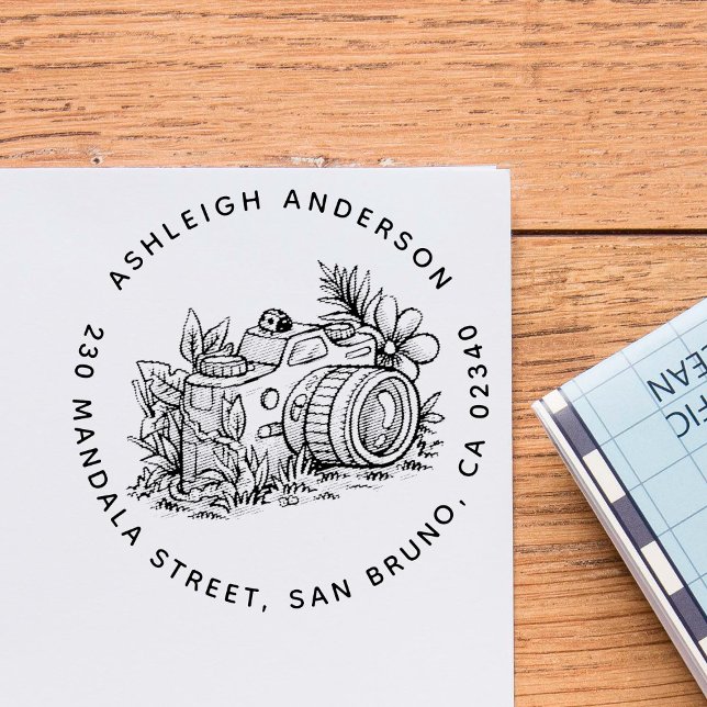 Name und Rücksendeadresse der niedlichen Blumen-Ka Permastempel (Von Creator hochgeladen)