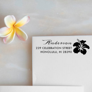 Name und Rücksendeadresse der tropischen Hibisken Permastempel