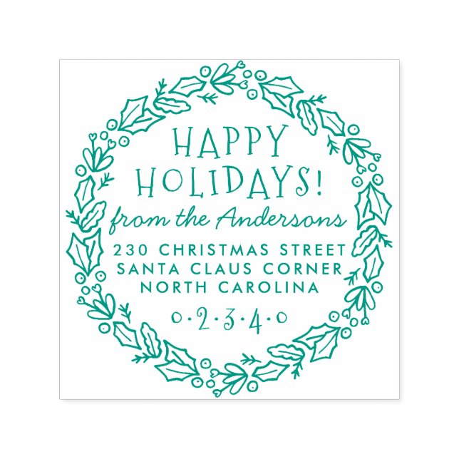 Name und Rücksendeadresse des botanischen Kranzes Permastempel (Design)