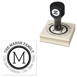 Name und Rücksendeadresse des Monogrammrings Gummistempel