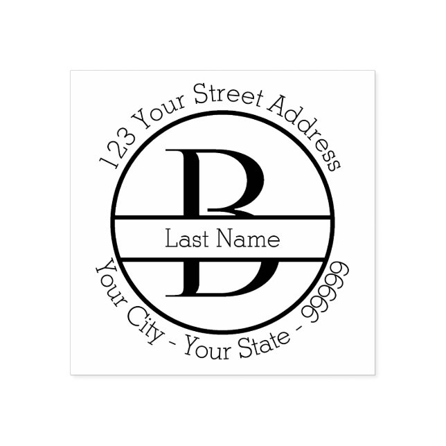 Name und Rücksendeadresse des Monogramms "B" Gummistempel (Prägung)