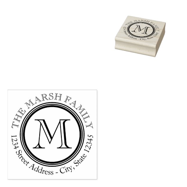 Name und Rücksendeadresse des Serienmonogramms Gummistempel (Stempel)