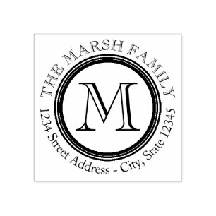 Name und Rücksendeadresse des Serienmonogramms Gummistempel