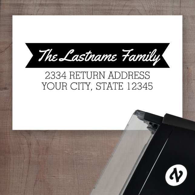Name und Rücksendeadresse mit einfachem Banner Permastempel (Von Creator hochgeladen)