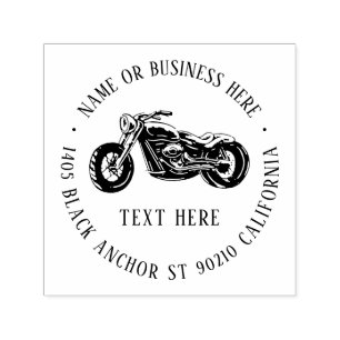 Name und Rücksendeadresse Vintager Motorradfahrer Permastempel