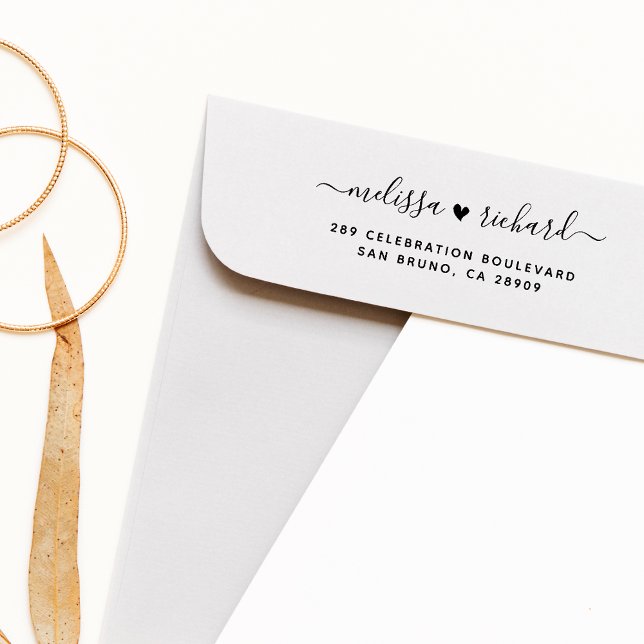 Name und Rücksendeadresse von Heart Script für Hoc Gummistempel (Von Creator hochgeladen)