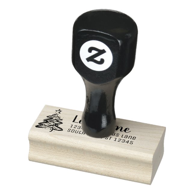 Name und Rücksendeadresse Weihnachtsbaum Gummistempel (Stempel)