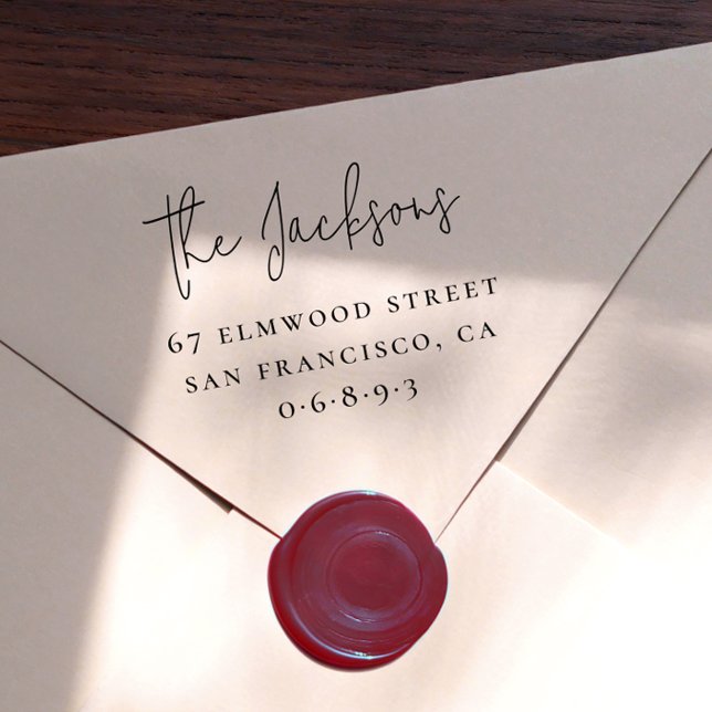 Name und Seriennummer des Skripts Permastempel (Script Family Name & Serif Address Self-inking Stamp)