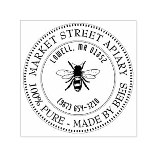 Name und Standort Honeybee Honey Briefmarke Permastempel