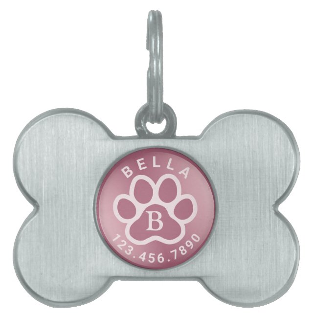 Name und Telefon moderner Monogramme | Rose Gold Tiermarke (Vorderseite)