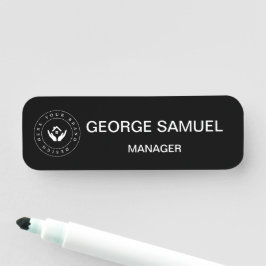 Name und Titel des einfachen Firmenlogos Namensschild