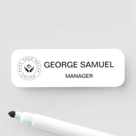 Name und Titel des einfachen Firmenlogos Namensschild