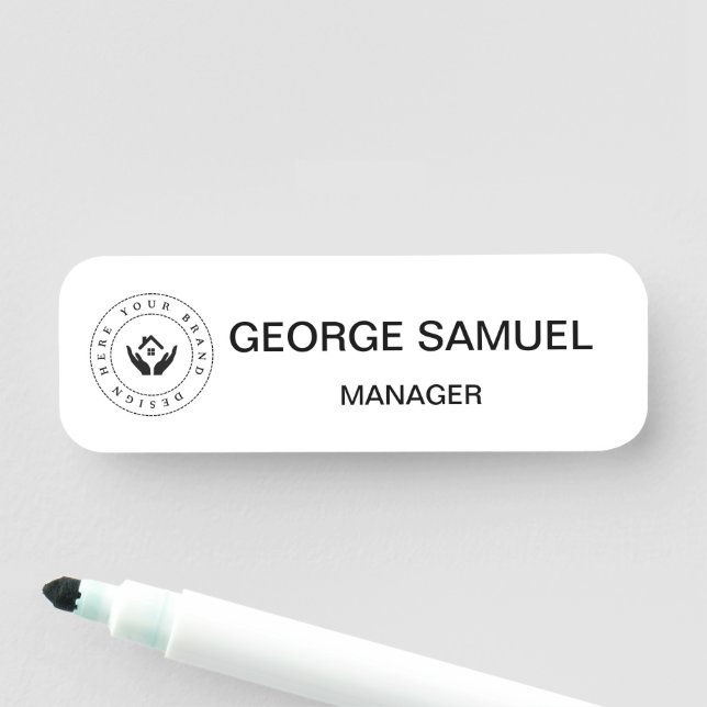 Name und Titel des einfachen Firmenlogos Namensschild (Beispiel)