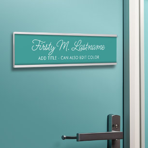 Name und Titel Kalligrafie - KANN aquamarine FARBE Türschild