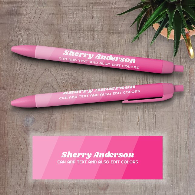 Name und Titel Kalligrafie - Retro Stripes Rose Kugelschreiber (Personalized Writing pen - Add Name and other text to this custom design)