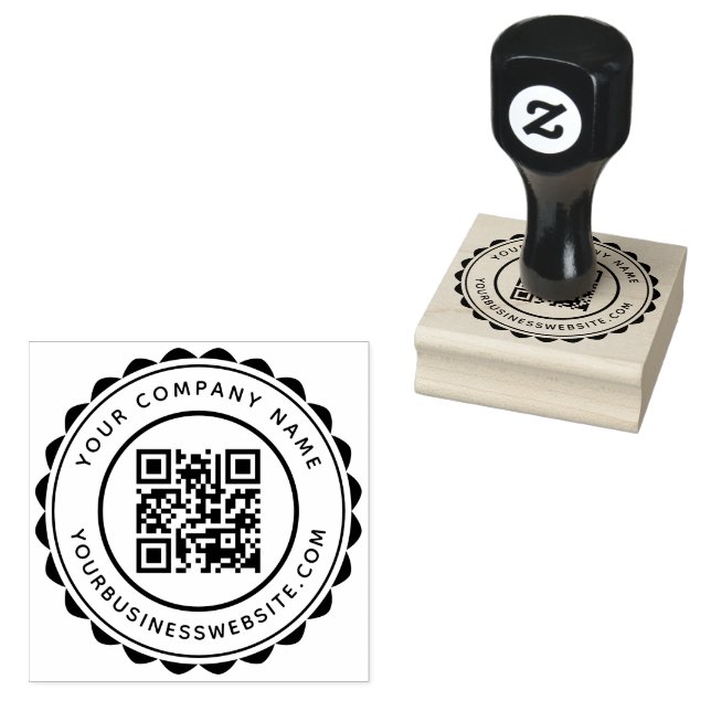 Name und URL des Unternehmens - QR-Code Gummistempel (Stempel)