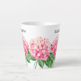 NAME UND Watercolor Pink Hydrangea Bloral Milchtasse