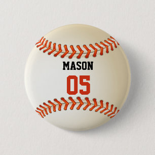 Name-und Zahl-Schablonen-Baseball-Sport Button