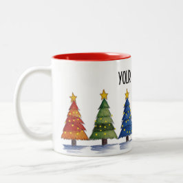 Name Under the Tree – Personalised Christmas Tree Zweifarbige Tasse