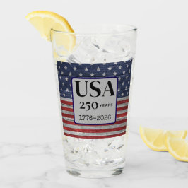 Name USA 250 years 1776-2026 Red Blue Stars Pint Glas