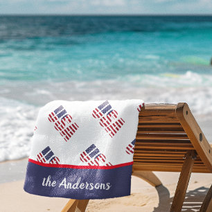 Name, USA American Flag Stars & Stripes, Pool - Strandtuch