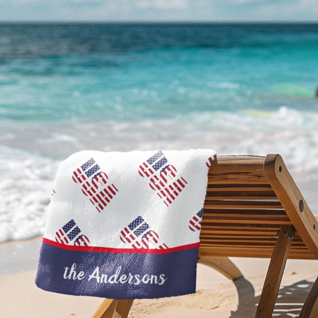 Name, USA American Flag Stars & Stripes, Pool - Strandtuch (Von Creator hochgeladen)
