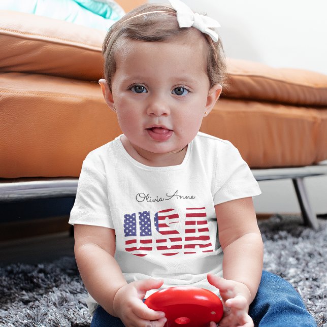 Name USA, Neugeborene bis 24mos Fine Jersey Baby T-shirt (Von Creator hochgeladen)