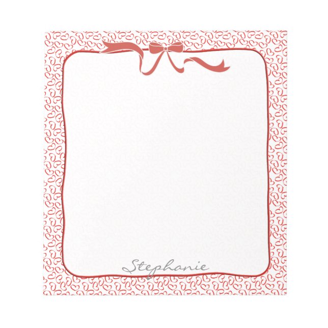 Name: Valentine Red Open Hearts Random Muster Notizblock (Vorderseite)