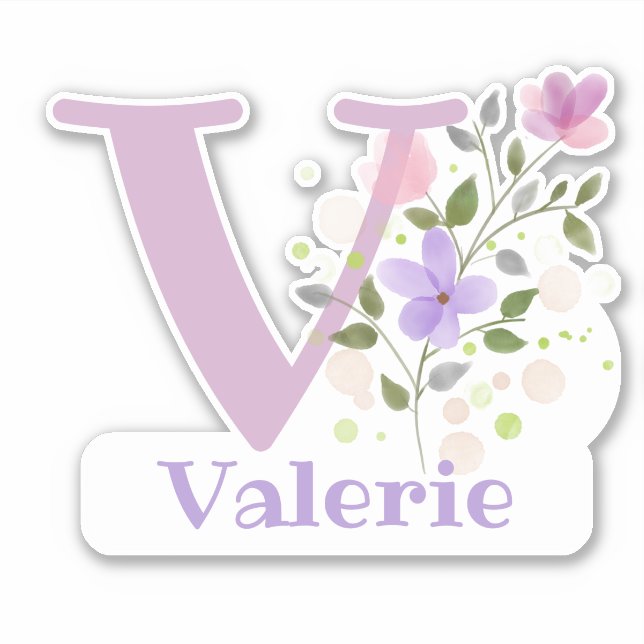 Name Valerie mit dem Letter V-Aufkleber-Ausschnitt Aufkleber (Vorderseite)