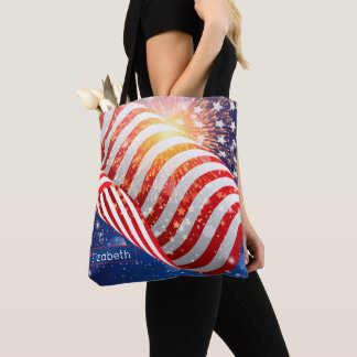 Name, Vibrant Waving Flag and Fireworks Shoulder