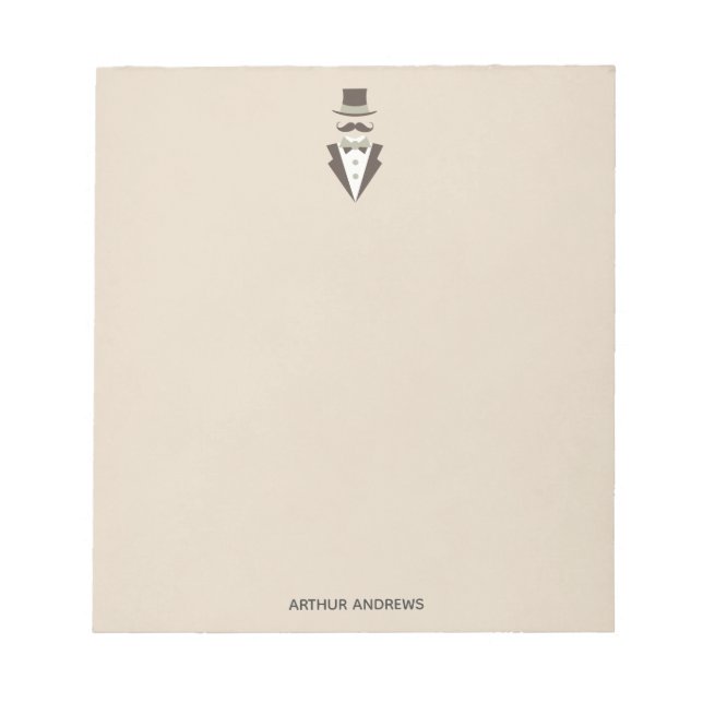 Name Vintag Mustache Man Top Hat Notepad Notizblock (Vorderseite)