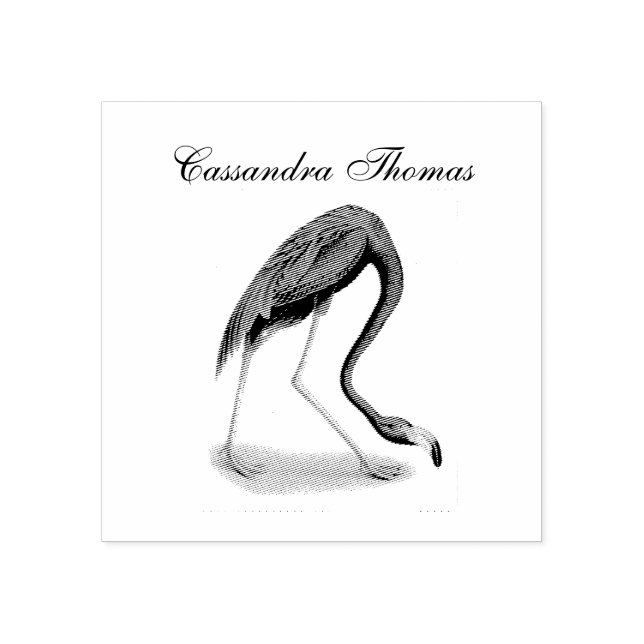 Name Vintag Pink Flamingo #1 Gummistempel (Prägung)