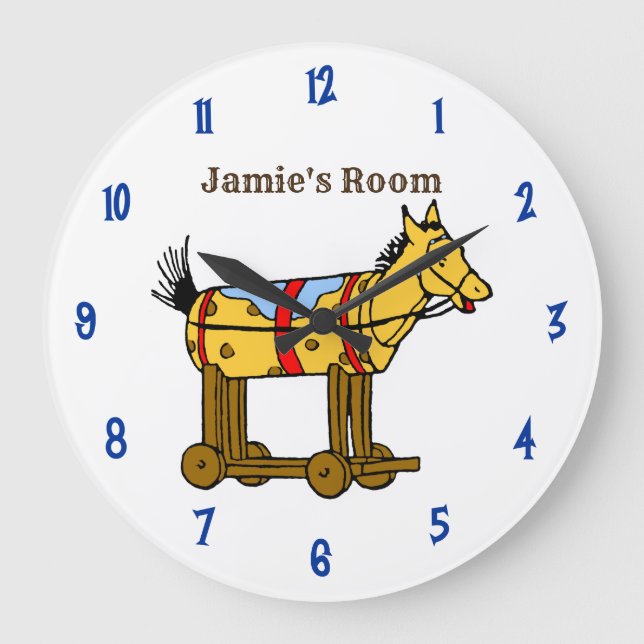 Name Vintages Spielzeugpferd Pull Toy Uhr mit Zahl (Vorderseite)