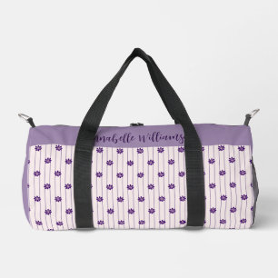 Name Violet & Blush Streifen - Lila Blüten Klein Duffle Bag