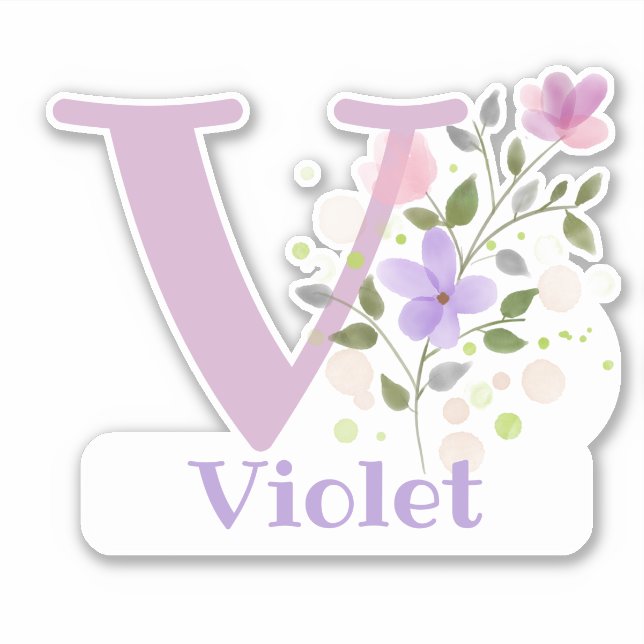 Name Violet mit dem Letter V-Aufkleber-Ausschneide Aufkleber (Vorderseite)