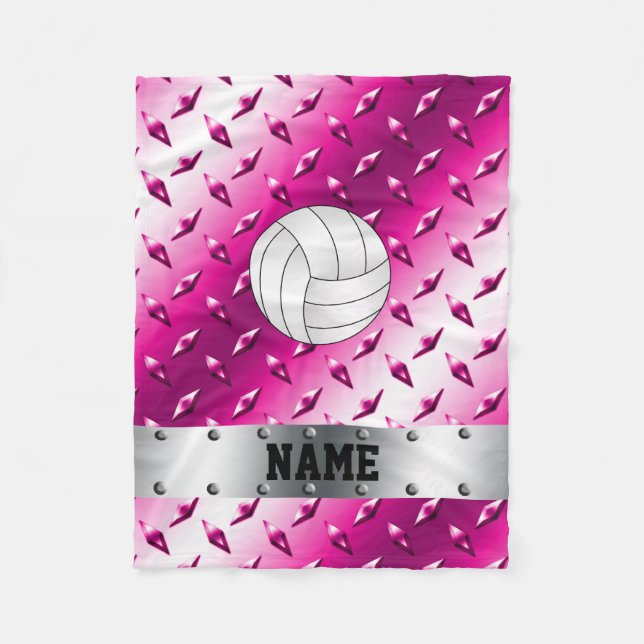 Name Volleyball heißen rosa Diamantblech Fleecedecke (Vorderseite)