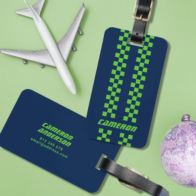 Name Vollständig angepasste Farben Doppelkarierte  Gepäckanhänger (Von Creator hochgeladen)